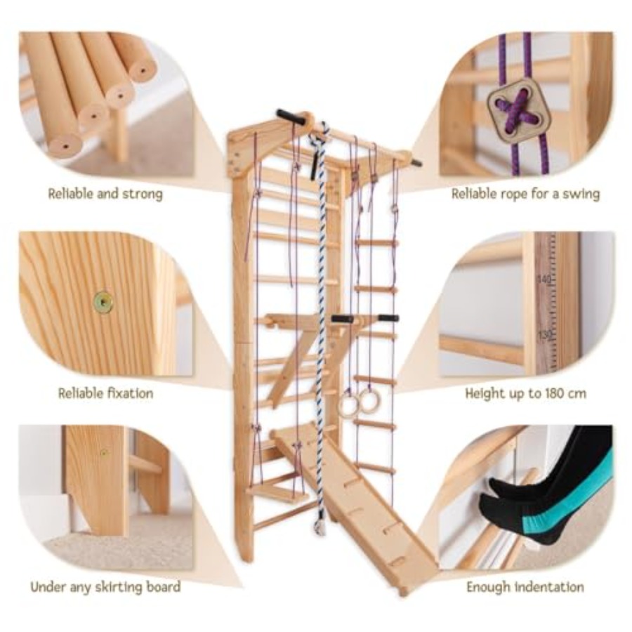 Swedish Ladder Wall Bars for h - Gymnastic Ring Wood ulasan dan harga