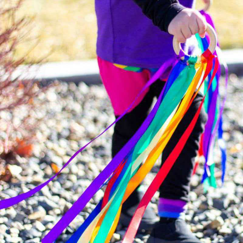 Rainbow Hand Kites Wands Monte - Gymnastic Ring Wood ulasan dan harga