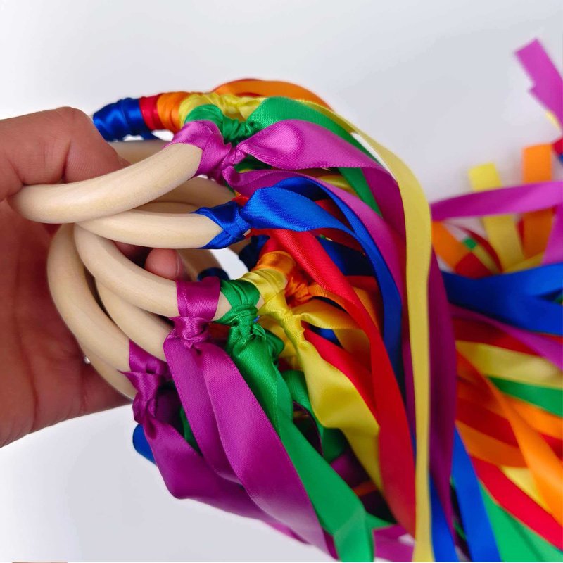 Rainbow Hand Kites Wands Monte - Gymnastic Ring Wood ulasan dan harga