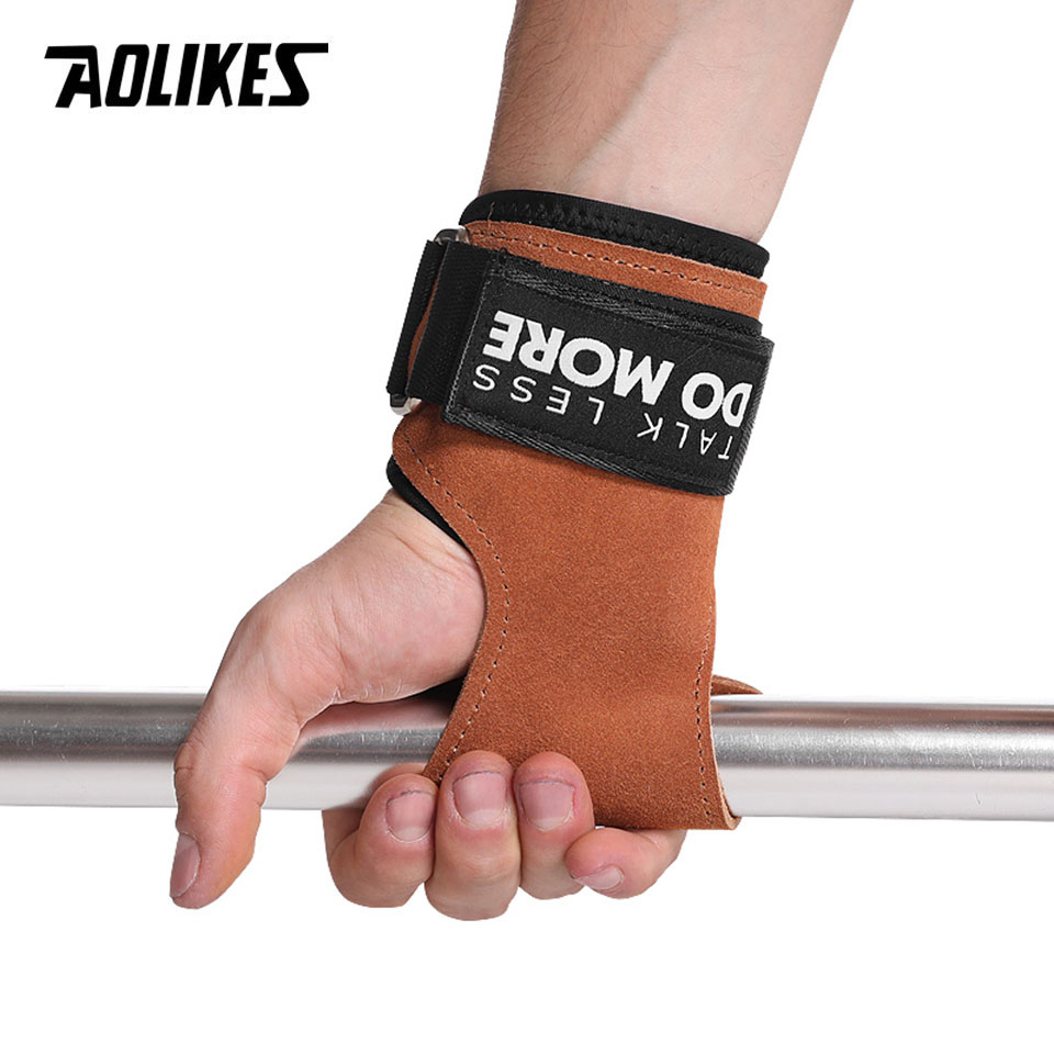 AOLIKES Cowhide Gym Grips Glov - Crossfit Equipment ulasan dan harga